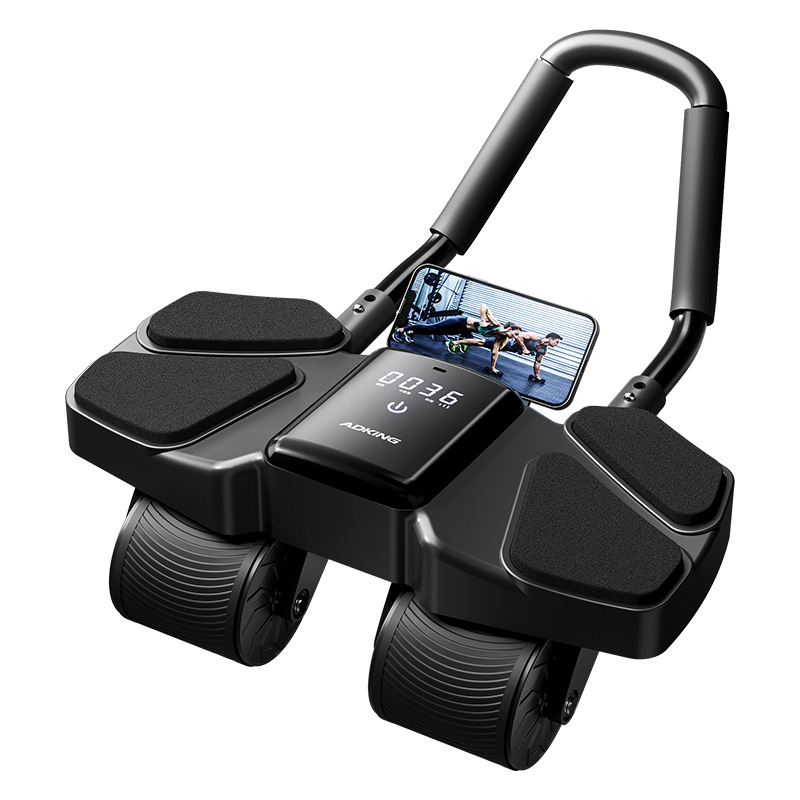 Ab Wheel Roller - 自動リバウンド四輪腹筋ローラーポータブルホームフィットネストレーナー腹部痩身器具男性女性減量ツール