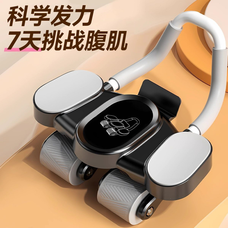 Ab Wheel Roller - 4輪アブローラー 自動リバウンド コアトレーナー ホームジム用 腹筋脂肪減少エクササイズ機器