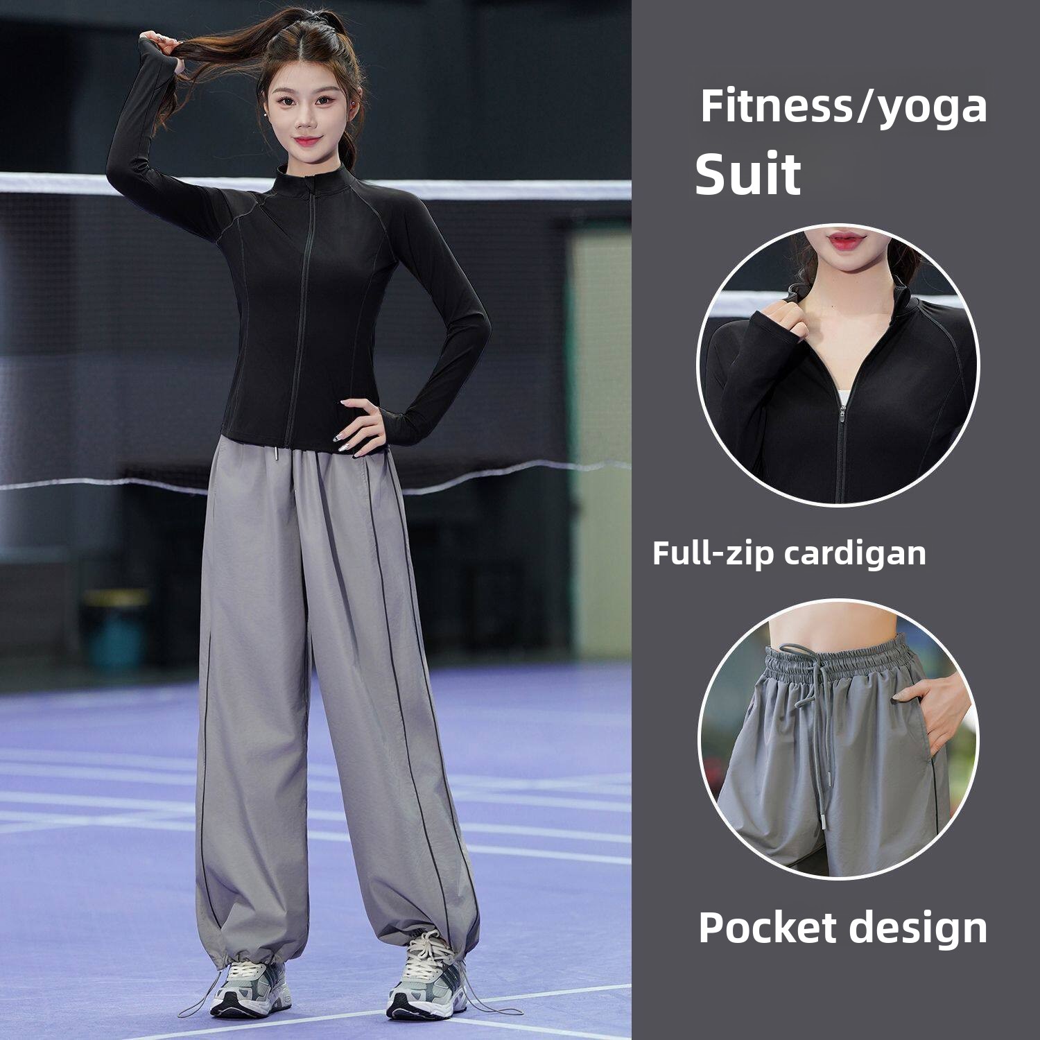 Yoga Fitness Set - 女性用ランニングスポーツウェアセット速乾性アウトドアフィットネスウェア春の朝ランヨガ衣装ハイウエストロングパンツ