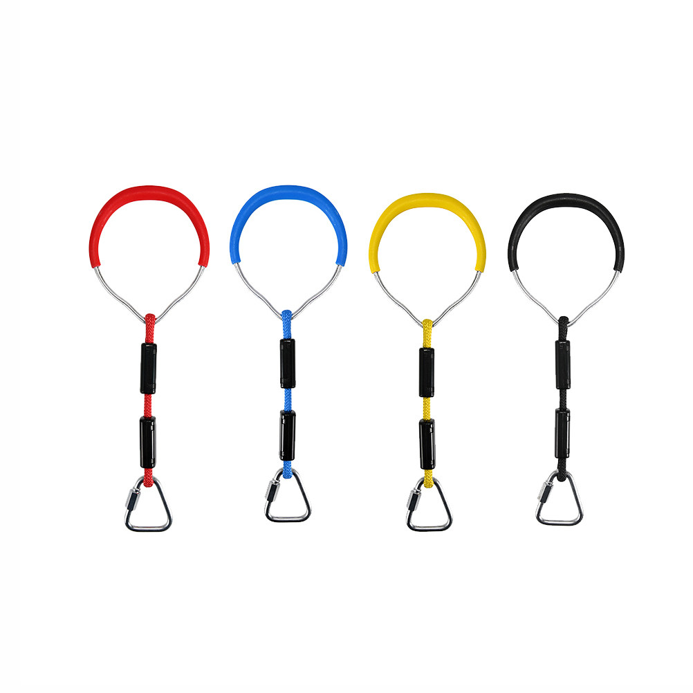 Gymnastics Rings - 子供用カラフル体操リング2個セット、屋外遊び用、高強度、耐荷重120kg、クライミングフィットネスリングセット、黄色