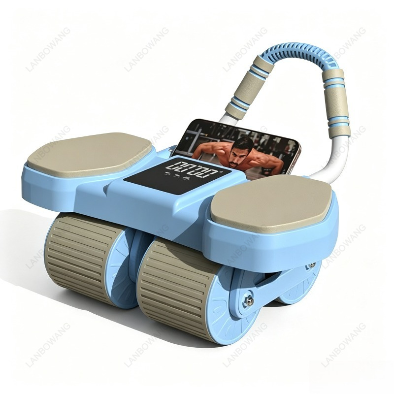 Ab Wheel Roller - スマート4輪オートリバウンドアブローラー、ダブルエルボーサポート付き、男女兼用、腹筋トレーニング、ホームフィットネスギア