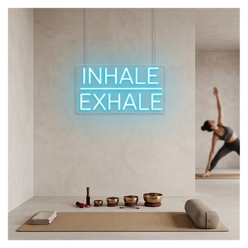 インヘール・エクスヘール ネオンサインライト 調光可能 US - Yoga Fitness Wallpaper のレビューと価格