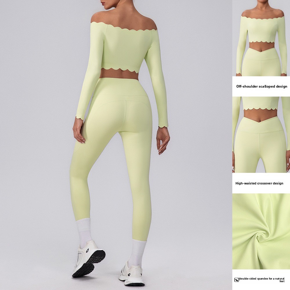 フィットネスウェアセット ウェーブエッジ ワンショルダー 長 - Yoga Fitness Set のレビューと価格