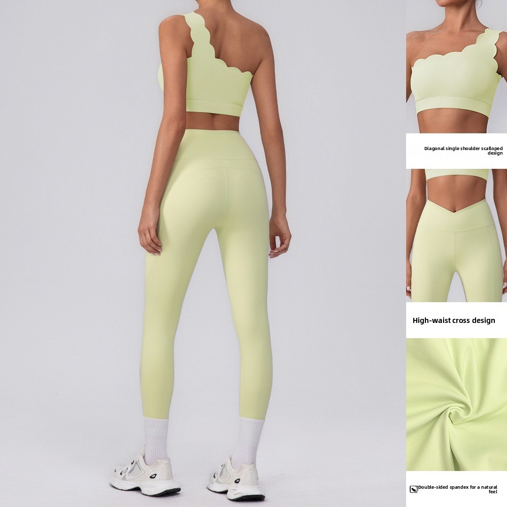 フィットネスウェアセット ウェーブエッジ ワンショルダー 長 - Yoga Fitness Set のレビューと価格