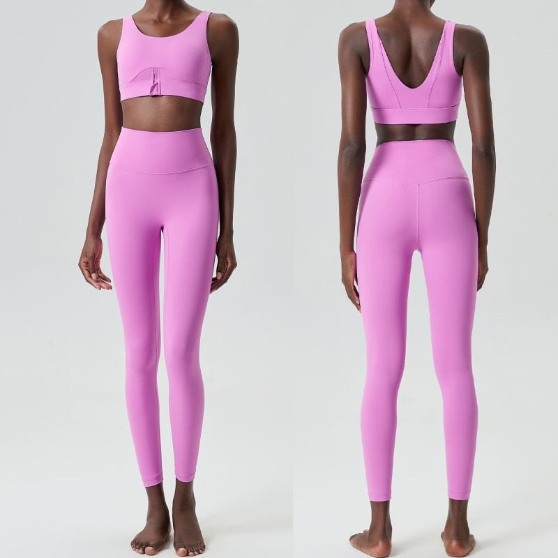 2 ピースセットジッパーヨガスポーツ衣装女性のためのソリッド - Yoga Fitness Set のレビューと価格