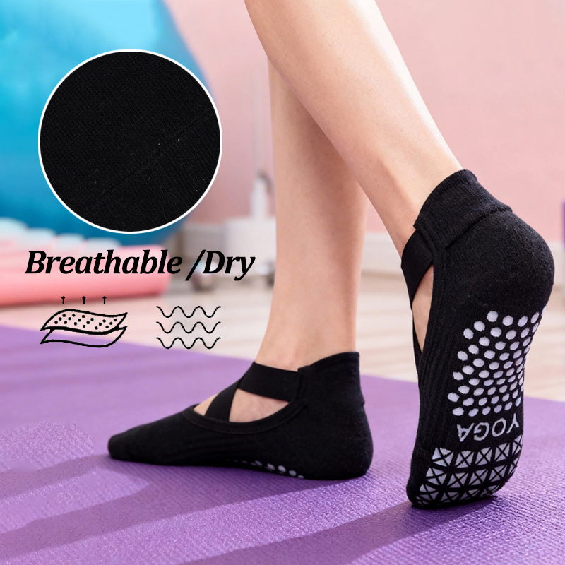 女性ノンスリップヨガソックスシリコーン屋内綿包帯バックレスピ - Yoga Fitness Women のレビューと価格