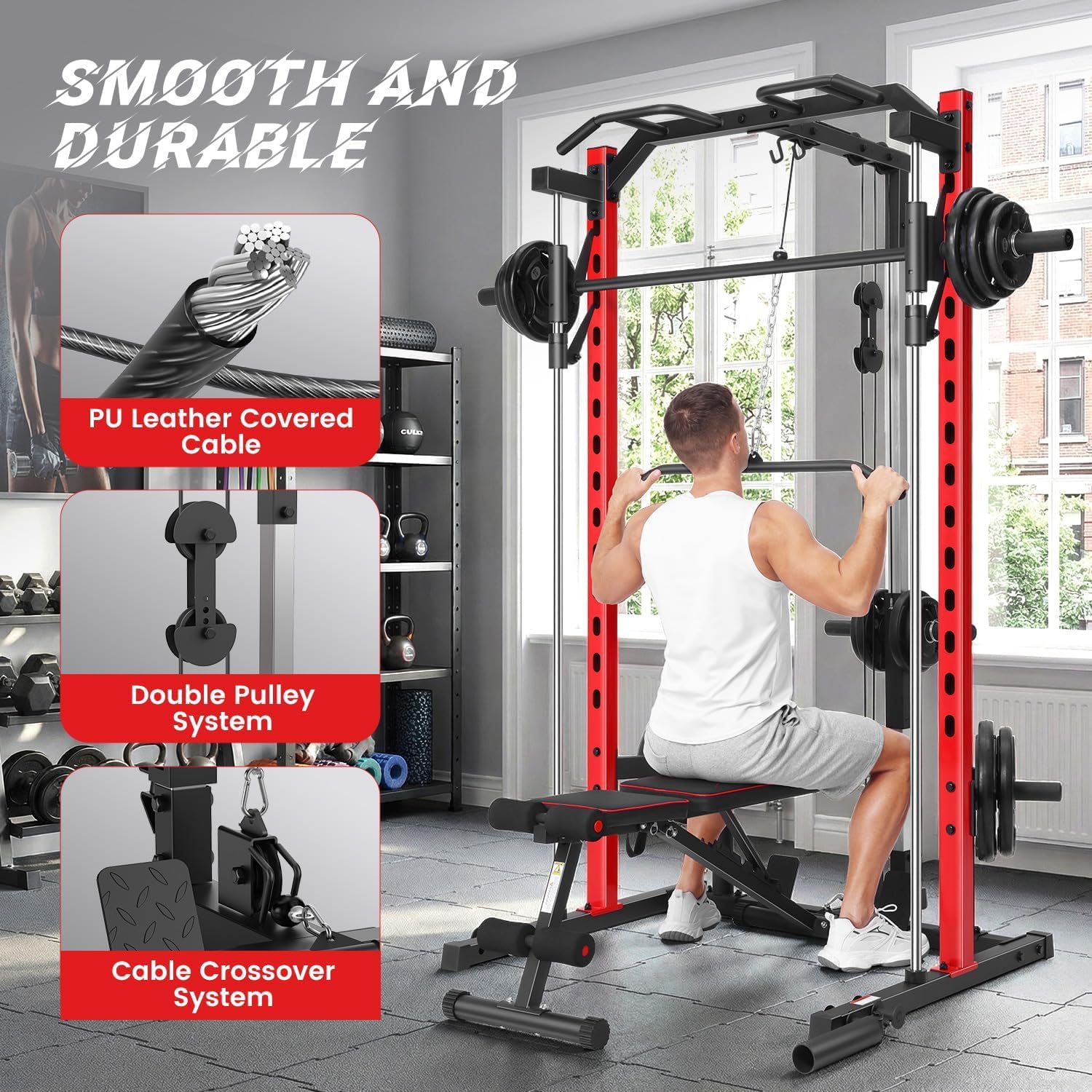 ホームジム用オールインワンスミスマシンパワーラック（ラットプ - Lat Pulldown Bar のレビューと価格