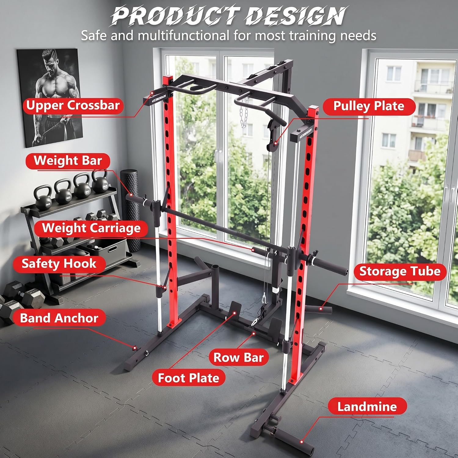 ホームジム用オールインワンスミスマシンパワーラック（ラットプ - Lat Pulldown Bar のレビューと価格