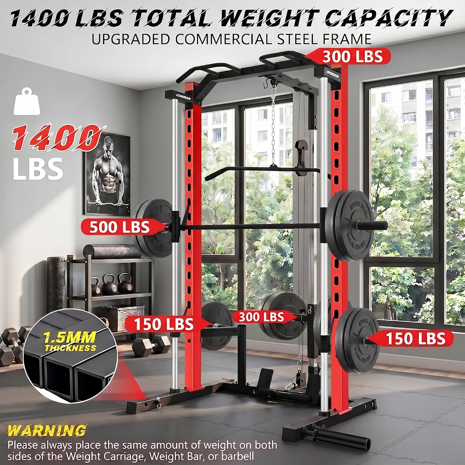 ホームジム用オールインワンスミスマシンパワーラック（ラットプ - Lat Pulldown Bar のレビューと価格