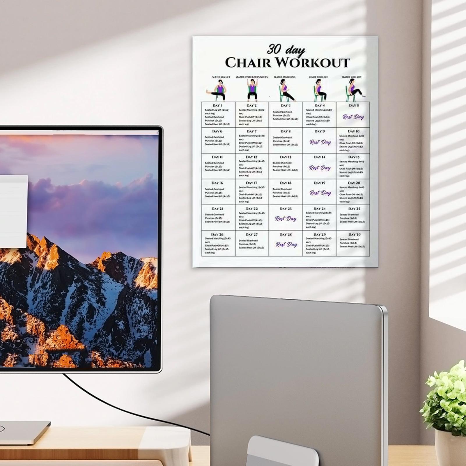 6枚のフィットネスポスター 30日間の椅子エクササイズプラン - Yoga Fitness Wallpaper のレビューと価格