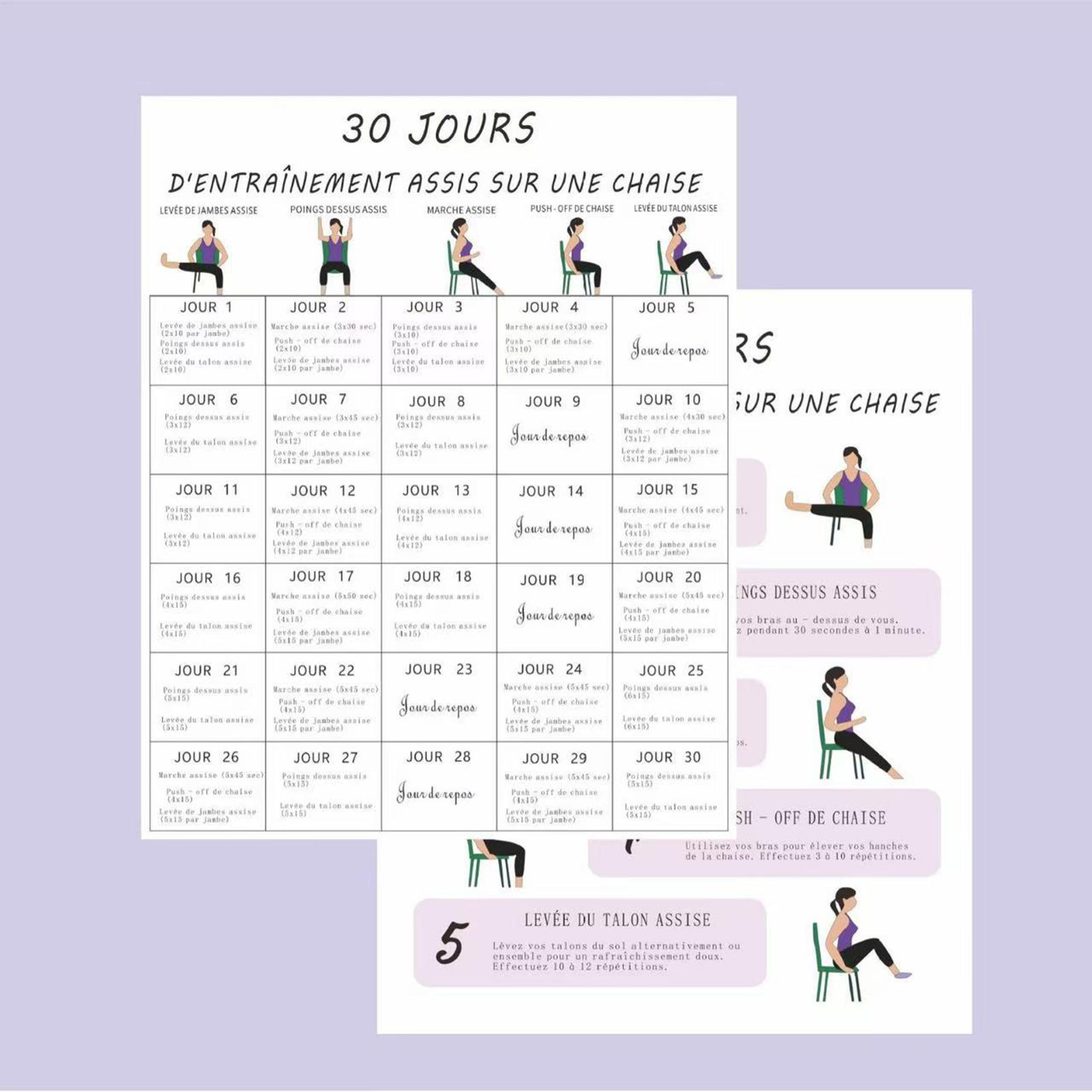 6枚 30日間の椅子エクササイズプランポスター 高齢者向けフ - Yoga Fitness Wallpaper のレビューと価格
