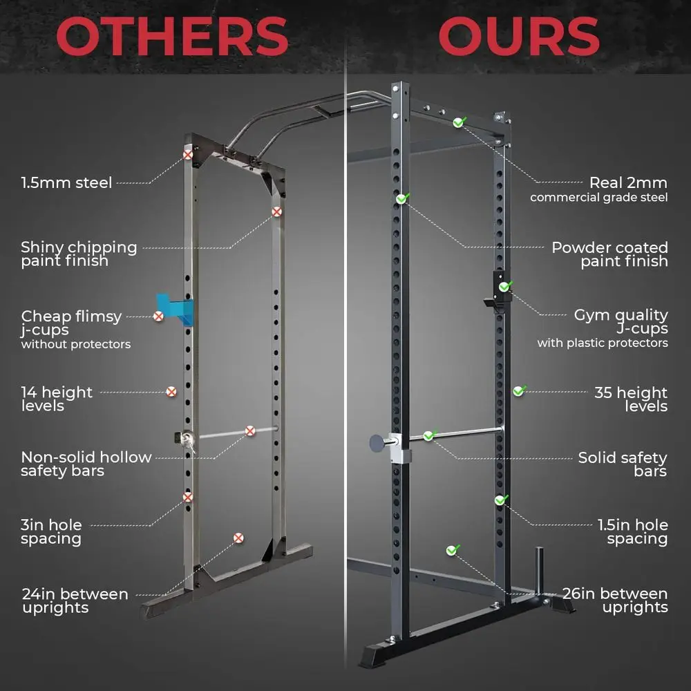 多機能スクワットラック（頑丈な安全バーとJフック付き）-オプ - Lat Pulldown Bar のレビューと価格